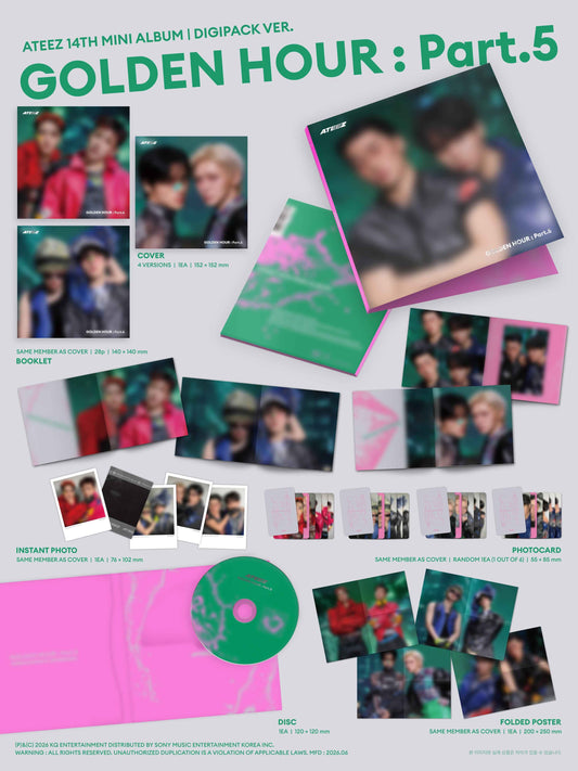 ATEEZ 14TH MINI ALBUM - GOLDEN HOUR : PART.5 (DIGIPACK UNIT VER.)