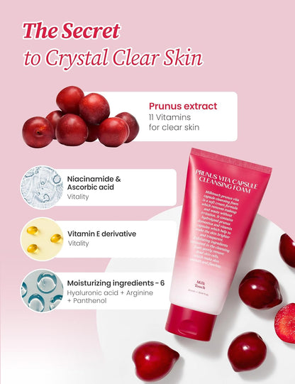 MILK TOUCH Prunus Vita Capsule Cleansing Foam 300mL