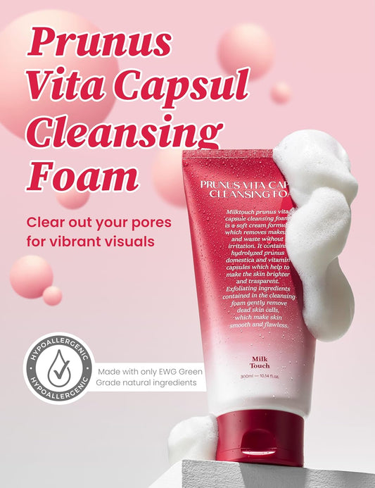 MILK TOUCH Prunus Vita Capsule Cleansing Foam 300mL