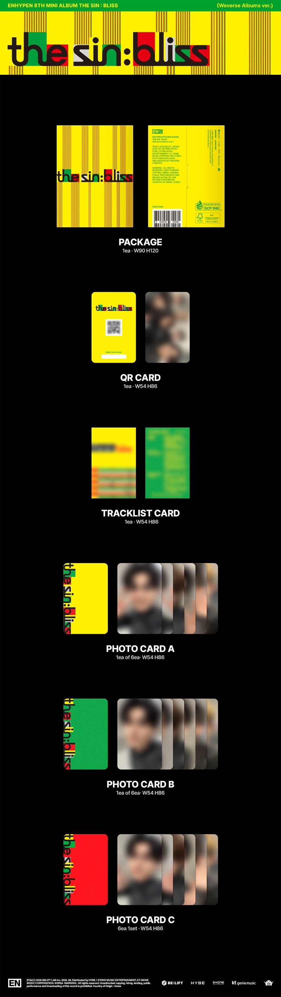 ENHYPEN 8TH MINI ALBUM - THE SIN: BLISS (WEVERSE ALBUMS VER.)