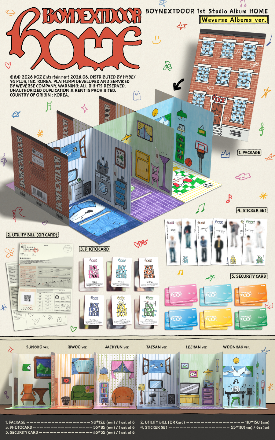 BOYNEXTDOOR 1ST STUDIO ALBUM - HOME (WEVERSE ALBUMS VER.)