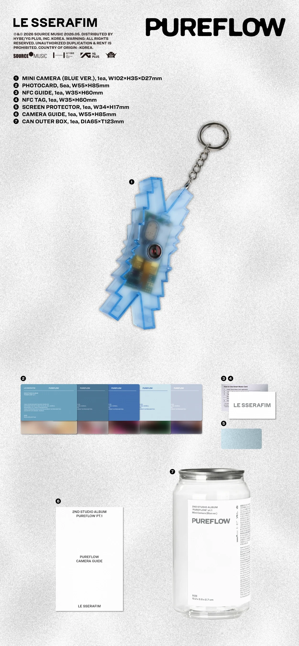 LE SSERAFIM 2ND STUDIO ALBUM - PUREFLOW PT.1 (MINI CAMERA VER.)