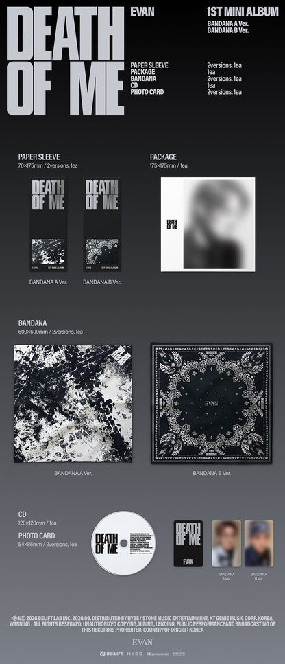 EVAN - 1st Mini Album [DEATH OF ME] (BANDANA Ver.)