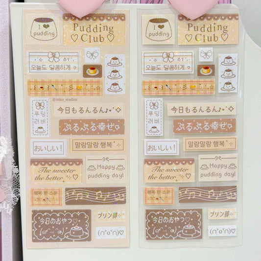 MINS STUDIOS Pudding Club Mini Label Sticker