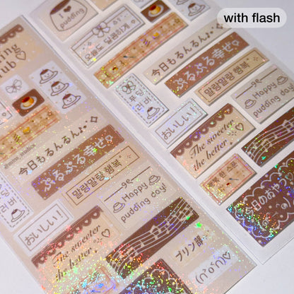 MINS STUDIOS Pudding Club Mini Label Sticker