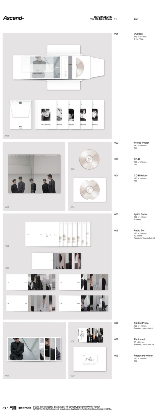 ZEROBASEONE THE 6TH MINI ALBUM - ASCEND- (11 VER.)